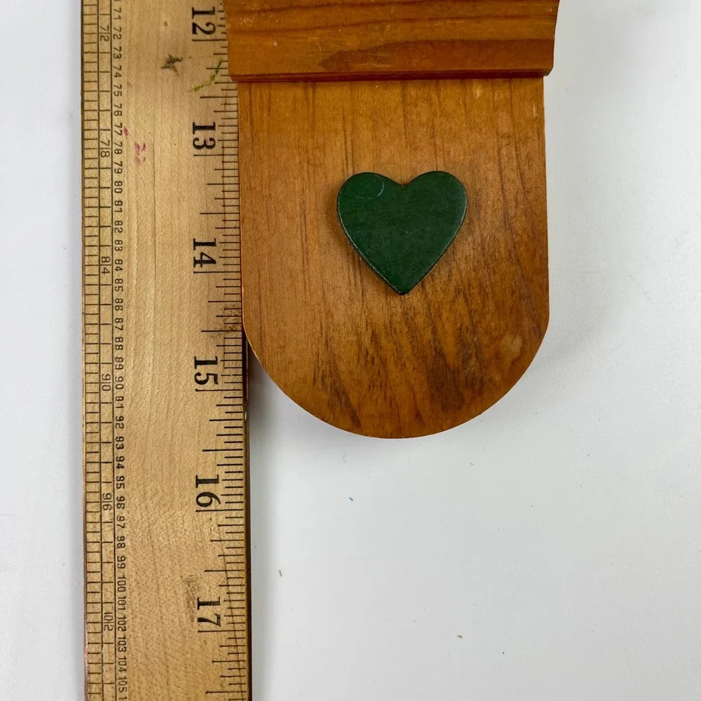 Vintage Primitive Wooden Heart Wall Rack 3 Tier Plate Card Holder Farmhouse 16in